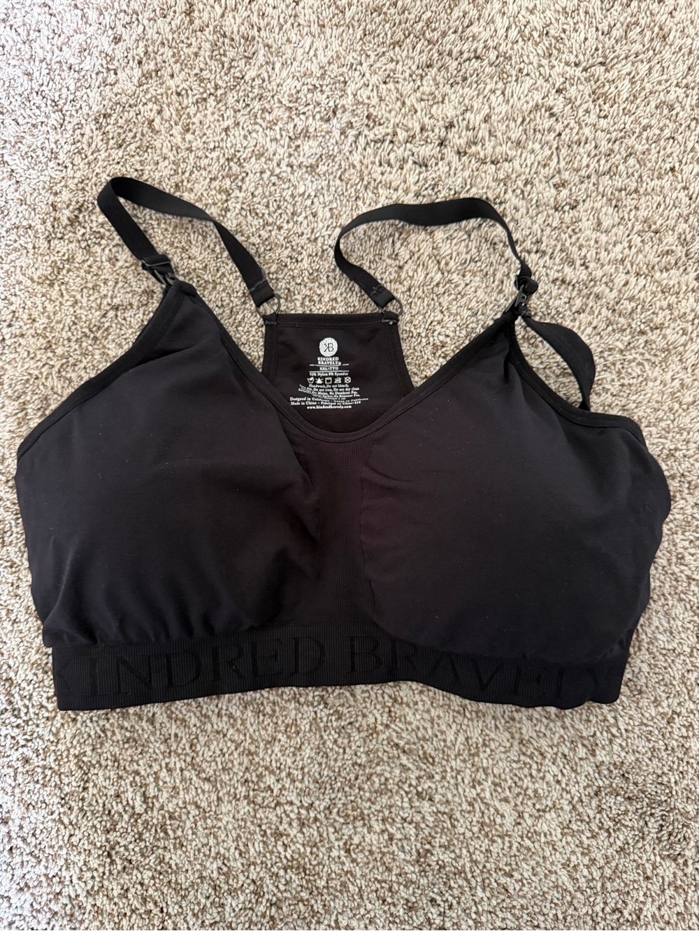 Kindred Bravely Black Nursing Sports Bra with Clip Straps